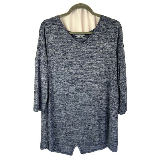 Lands' End Womens Top Long Sleeve Blue Heather Size Large Back Opening - Picture 2 of 9